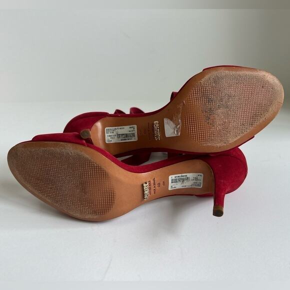 ANTHROPOLOGIE SCHUTZ TILAN ANKLE-TIE HEELS RED SUEDE SIZE 9 - Picture 7 of 9